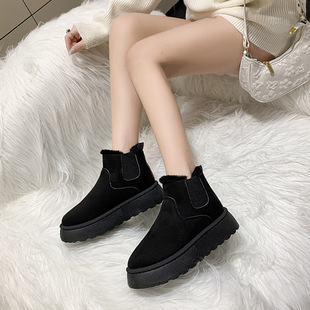 2026 shoes women雪地靴女冬保暖学生大码棉鞋女鞋新款纯色松紧口