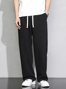 2026 men clothes灰色卫裤潮牌直筒宽松夏季垂感薄款运动休闲长裤