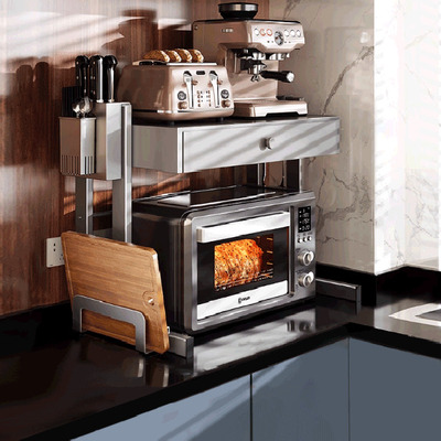 【升级大抽屉】厨房微波炉置物架