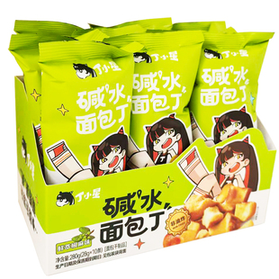 优乐麦丁小星碱水面包丁鲜萃椒麻味焦糖味28克小包休闲零食面包干