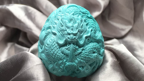 湖北十堰矿区天然原矿绿松石高瓷蓝绿全身龙挂件雕件手把件108坠