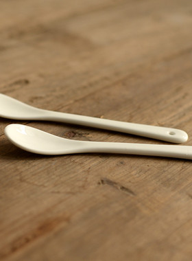 三拾家 白色陶瓷勺日式简约小勺子  搅拌勺咖啡勺 饭勺大汤勺汤匙