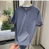 口标 T恤袖 小众品牌全棉水洗磨毛纯色基础款 舒适透气百搭圆领短袖