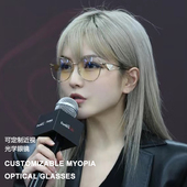 新款 P家金色三角标眼镜框女不规则大镜框素颜蓝光近视眼镜Spr57Y