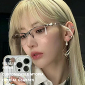 24新款 GM钛合金半框方形眼镜架男女同款 银色校园风蓝光近视镜Kro