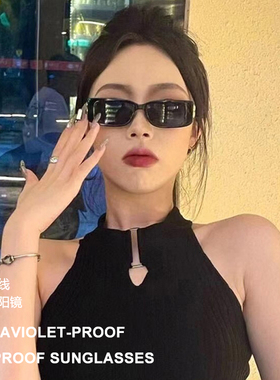 小红书热卖款B家长方形墨镜男黑色欧美复古风宽腿太阳镜女BB0096