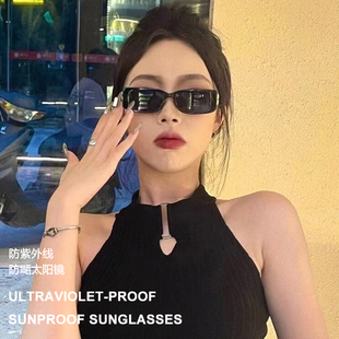 小红书热卖 B家长方形墨镜男黑色欧美复古风宽腿太阳镜女BB0096 款