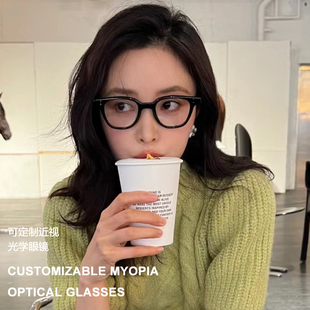 2024新款 GM黑色素颜蓝光眼镜架女方形大框显瘦板材近视眼镜男KARL