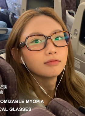 2024新品GM联名眼镜架男女同款黑色复古方形素颜镜可配近视MM114