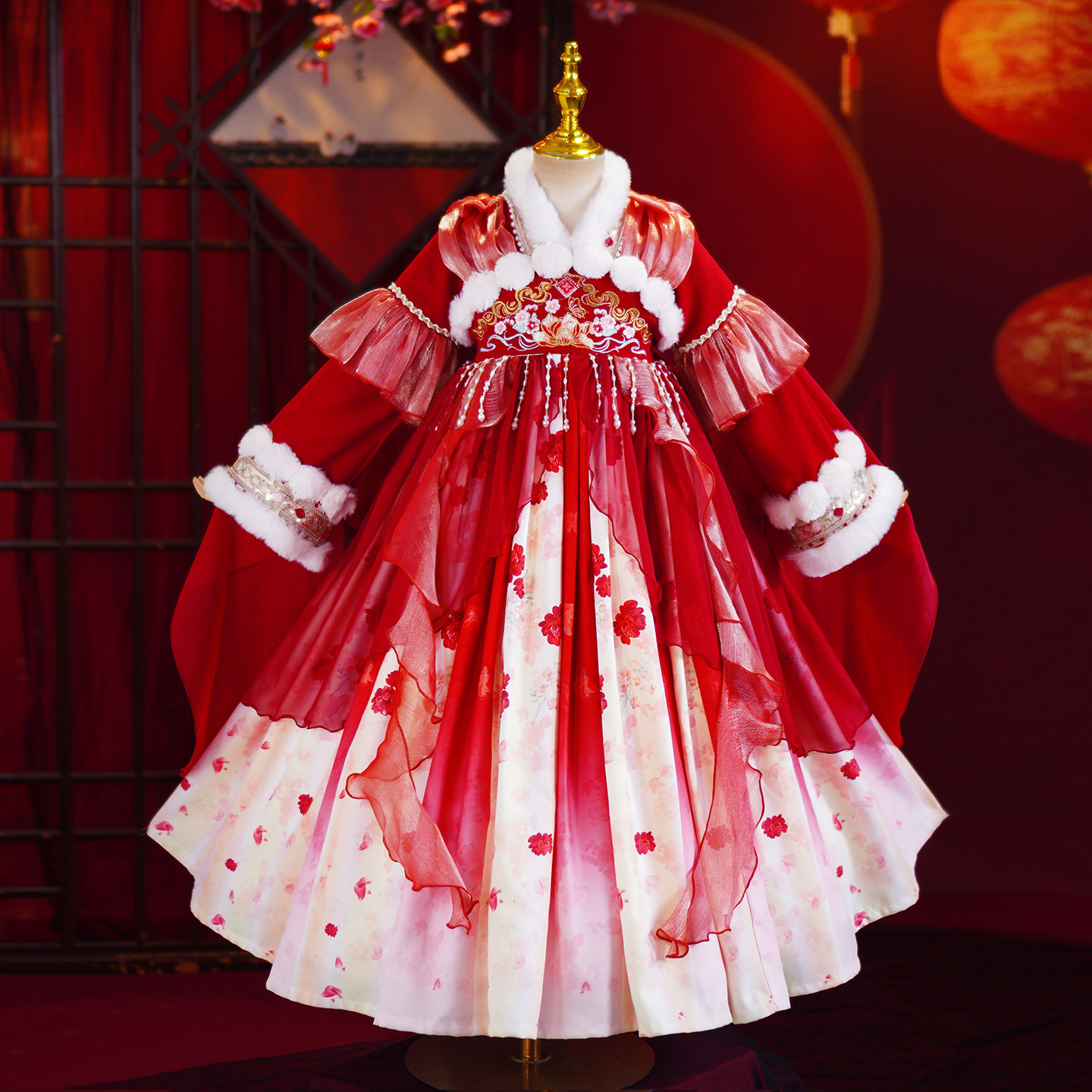 2026新款女童汉服秋冬装冬季儿童装过年拜年服中国风古装喜庆新年,童装/婴儿装/亲子装,唐装,淘宝优惠券,粉丝福利购,淘宝优惠卷