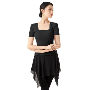 拉丁舞蹈服套装女现代舞方领练功服上衣中国舞芭蕾形体服装舞蹈裤