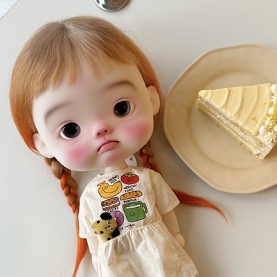 桃气岛屿BJD假发纯羊毛巨婴点妹低双麻花辫马海毛假发