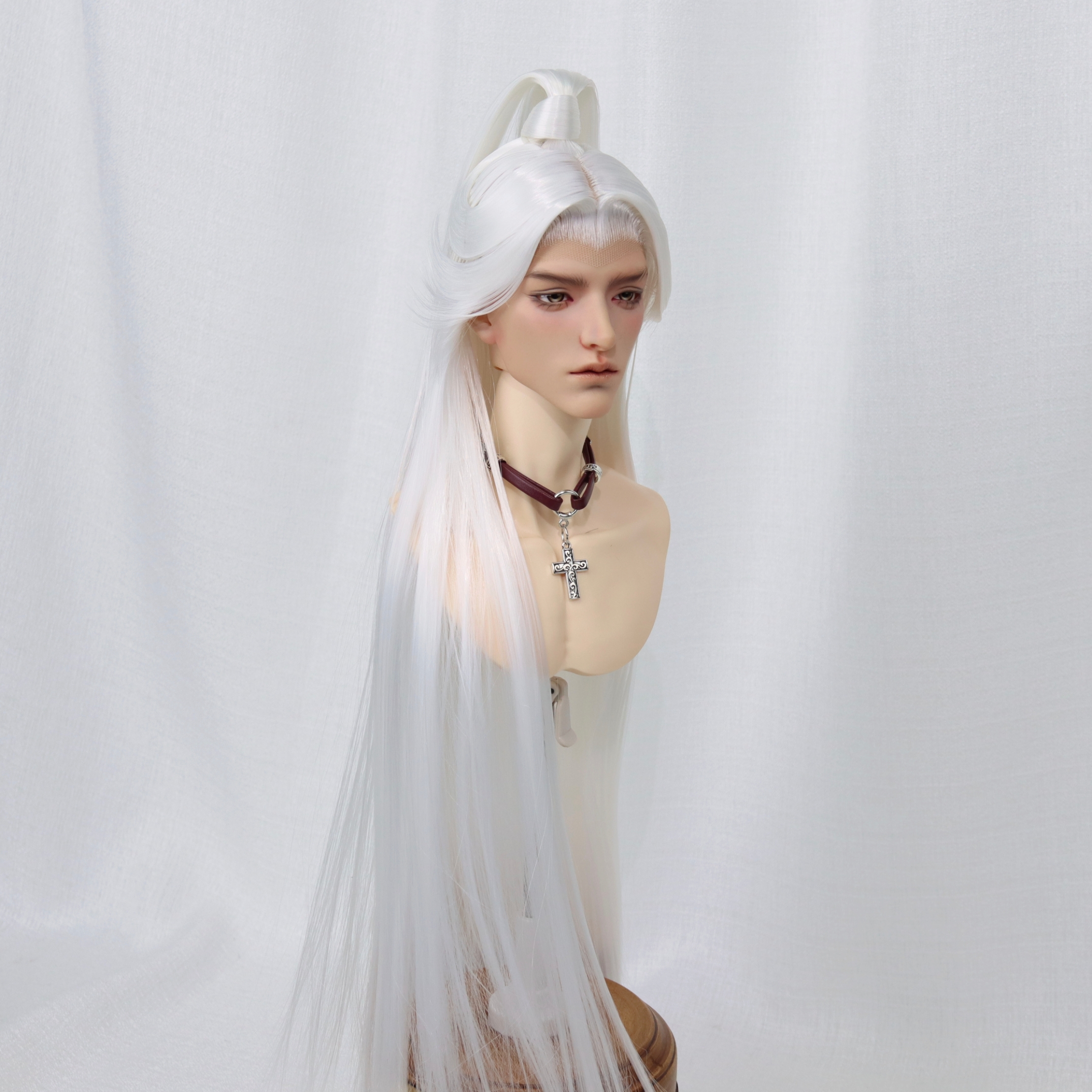 桃气岛屿BJD假发古风高发冠高马尾造型盘发男发