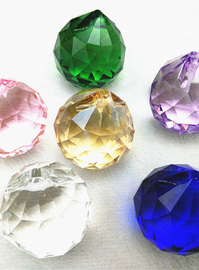 新品30mm水晶球灯饰配件大红粉红中蓝紫色金香槟珠帘散珠吊坠