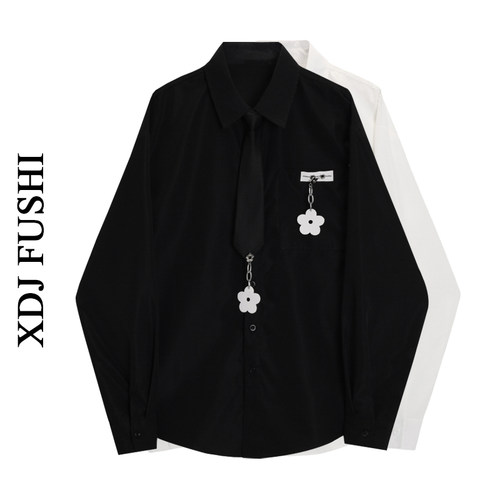 小众独特设计感炸街白色长袖衬衫女潮牌ins港风oversize上衣 - 封面