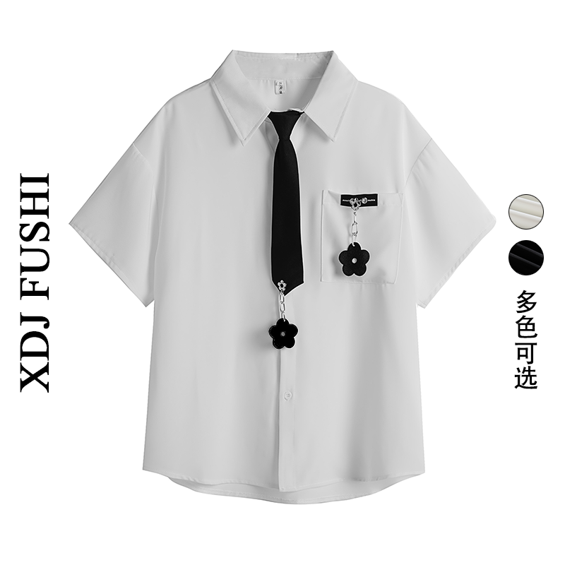 衬衣新款花朵挂饰设计感小众宽松图片
