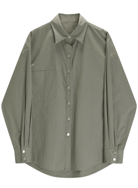 韩版水洗复古高级感法式上衣女2026春季新款宽松小众设计感衬衫潮