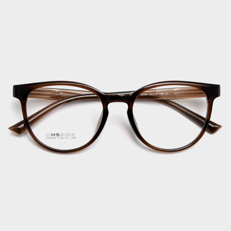 TR90超轻复古圆形近视眼镜框茶色男女文艺平光镜架大框可配度数