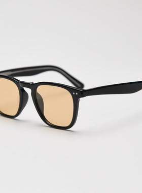 美式粗框复古vintage偏光太阳镜男女奶白对比色防紫外线墨镜