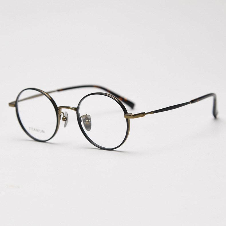 半钛金属复古个性圆形框文艺潮男女同款眼镜架时尚镜框配镜