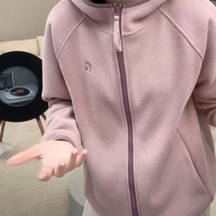 内里加奥粒绒加厚保暖防风连帽外套女士秋冬新款休闲百搭夹克上衣