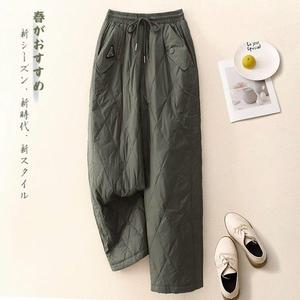 时尚轻便防风羽绒棉裤女士冬季新款高腰显瘦洋气休闲直筒加棉长裤