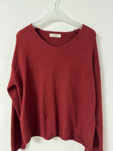 egg 外贸专柜100% 极细纯羊毛衫女V领宽松慵懒风针织打底羊绒衫