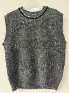 2025年新款亮闪闪毛衣慵懒风亮片春秋针织冬季马甲背心外搭宽松潮