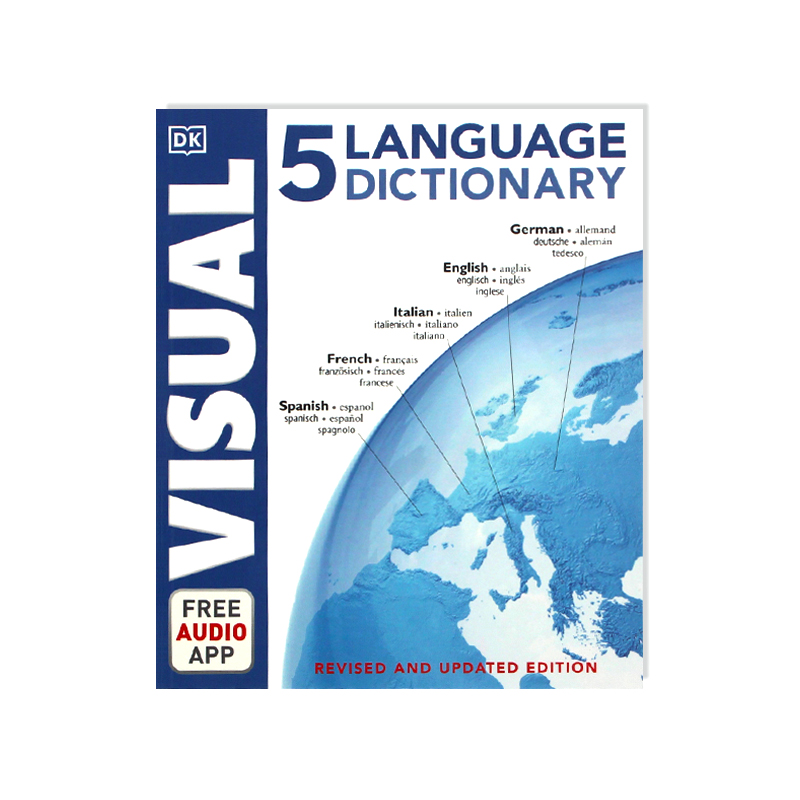 现货 5 Language Visual Dictionary 五种语言图解词典 DK百科 超6500个单词短语 收录日常生活场景情景对话词语 进口原版
