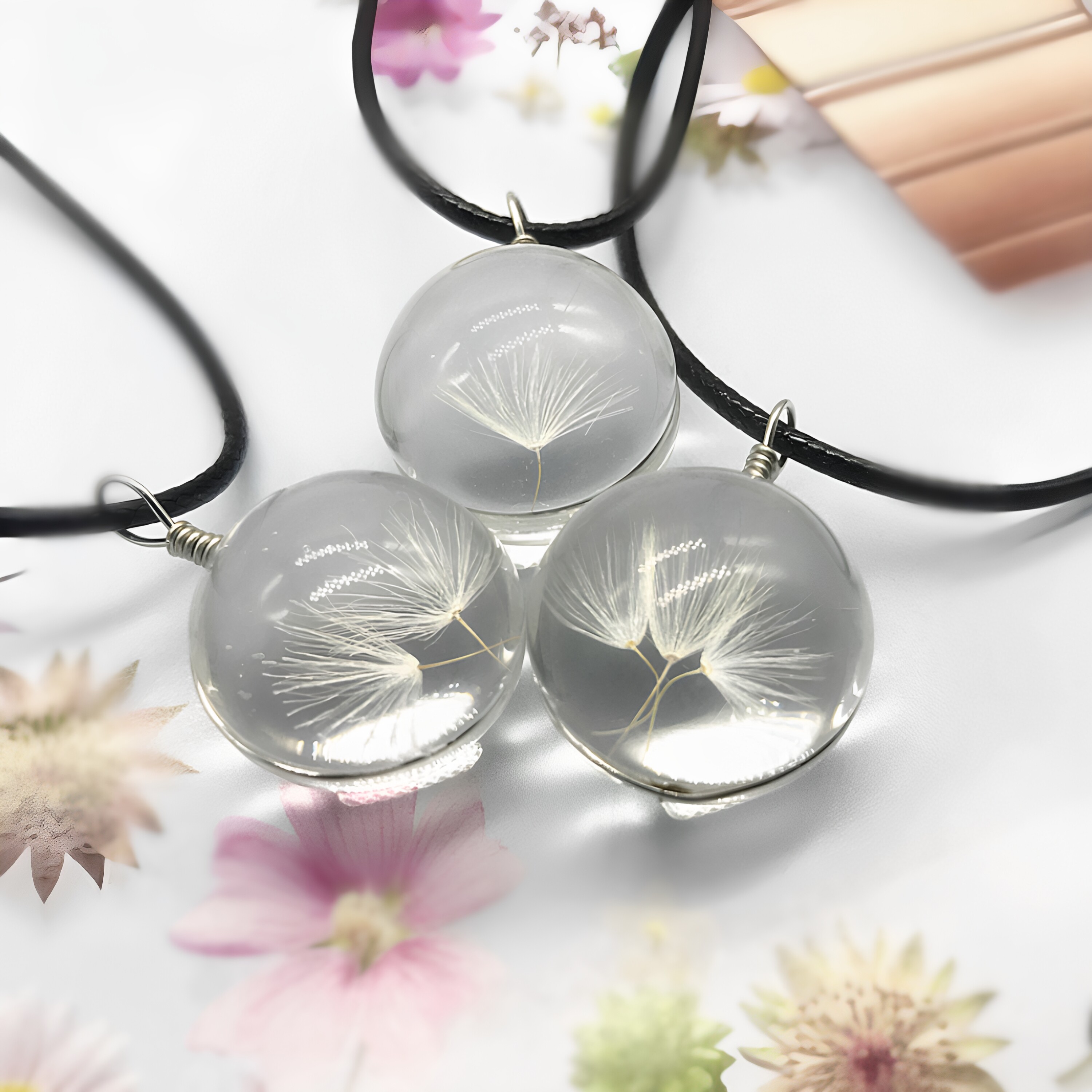 洛湘森系蒲公英永生花玻璃球项链