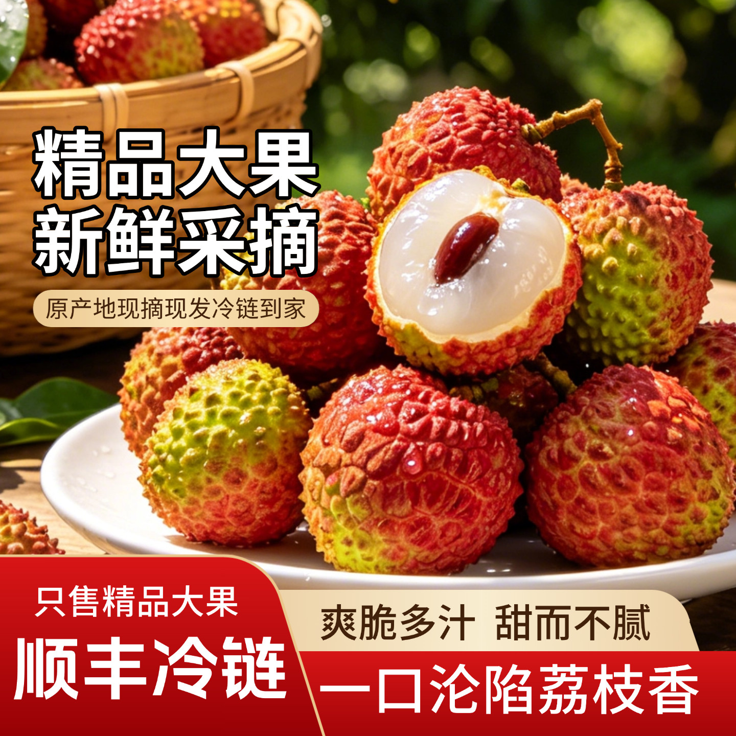 广东妃子笑荔枝头茬5斤新鲜采摘热带水果鲜荔枝【顺丰/京东冷链】