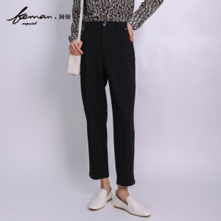 高腰直筒裤 九分小西裤 女宽松休闲通勤 春夏季 珂曼女装
