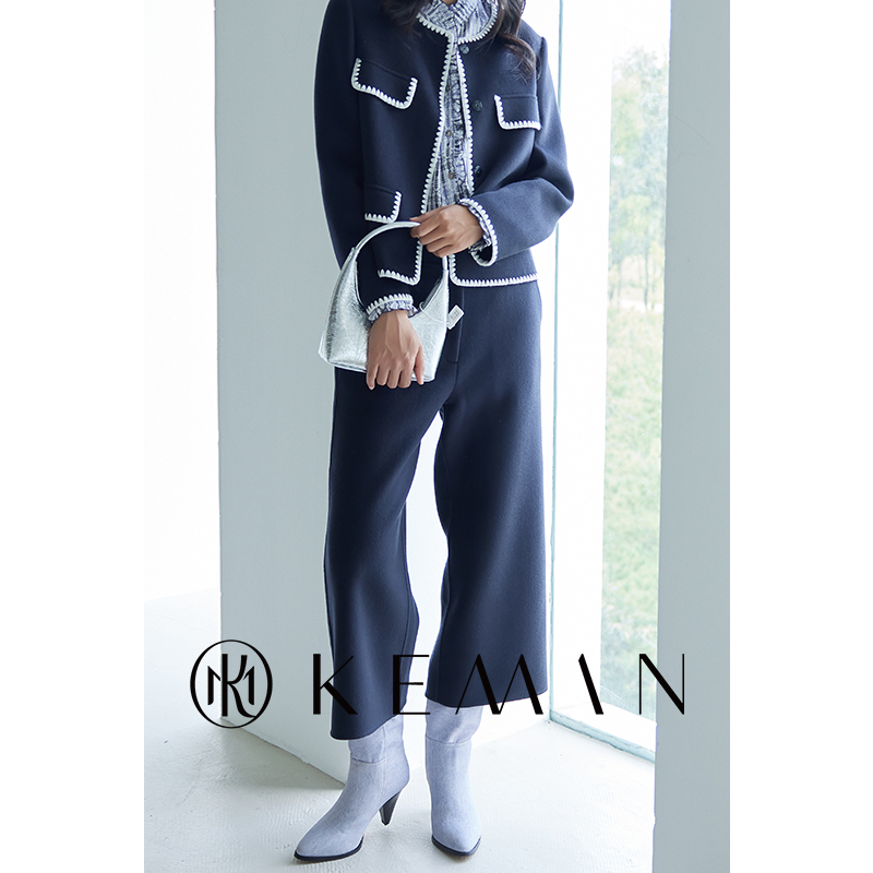 KEMAN珂曼冬季直筒羊毛阔腿西裤