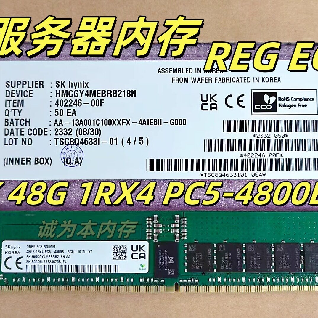 海力士SK 48G 1RX4 PC5-4800 ECC REG RDIMM服务器内存条
