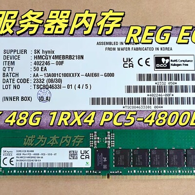 海力士SK 48G 1RX4 PC5-4800 ECC REG RDIMM服务器内存条