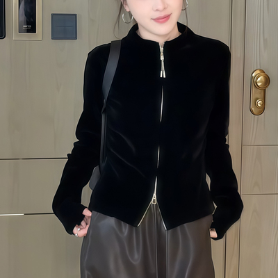 丝绒短外套女2025秋季新款爆款看宽松洋气百搭休闲大码胖mm上衣潮