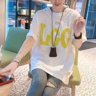 胖mm2026夏季 t恤女大码 新款 宽松百搭时尚 上衣 中长款 女士半袖 短袖