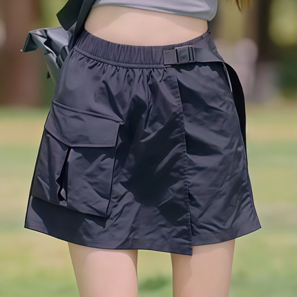 工装裤裙女薄款速干夏季2025新款高腰a字大码显瘦美式黑色半身裙