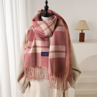 2025新款秋冬季格纹英伦风仿羊绒围巾披肩围脖男女加厚保暖高级感