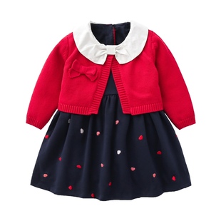 2025春季新款女童连衣裙女宝宝生日周岁礼服假两件套外贸儿童裙