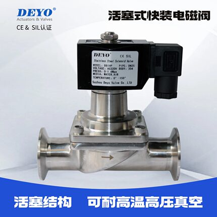 B/K81HP卫生级快装电磁阀,304/316不锈钢食品级卡箍常开常闭DC24V