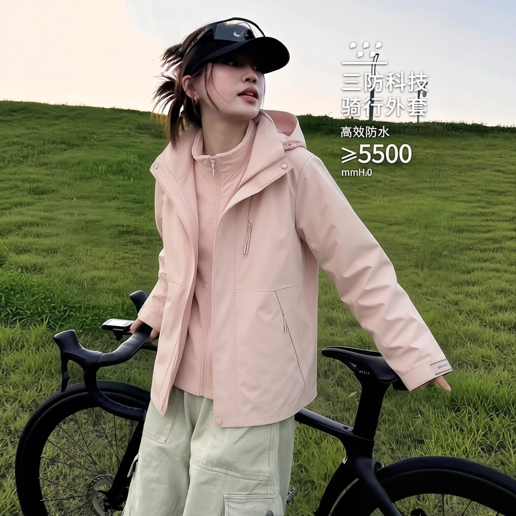雪峰狼印轻量冲锋衣女三合一多巴胺情侣外套户外防水旅游登山服男