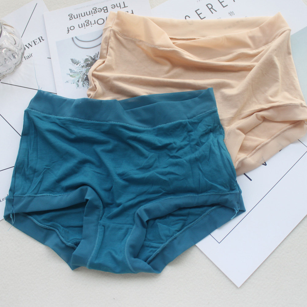 纯色弹力好偏大条中腰莫代尔柔软超薄款蕾丝女短裤