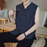 Индивидуальный логотип, напечатанное название магазина и слоган, новый китайский стиль, униформа шеф-повара для барбекю, без рукавов, древний стиль, костюм Тан, жилет, национальный тренд, тренд рабочей одежды