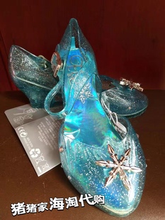 现货美国迪士尼冰雪奇缘爱莎艾莎公主亮灯发光水晶鞋鞋可换电池