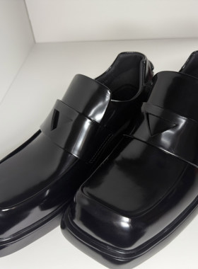 P家同款商务正装休闲皮鞋方头乐福鞋