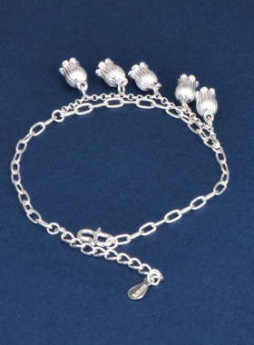 足银素银铃兰花手链女