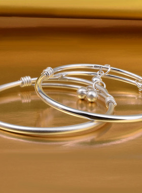 足银999.9古法光面卷丝推拉手镯