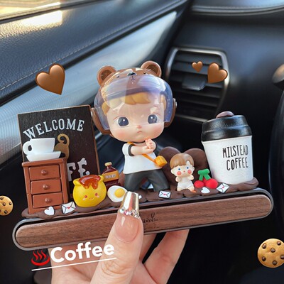 正版泡泡玛特hacipupu停车号码牌胡桃木车载摆件新车礼物