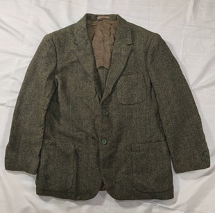 Vintage古着羊毛复古粗花呢西装 外套男宽松休闲西服秋冬英伦风